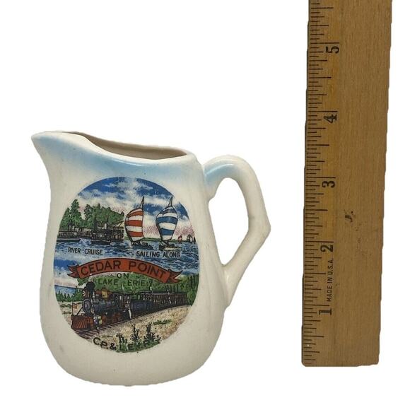 Vintage Creamer Souvenir Cedar Point Ohio On Lake Erie Collectible Blue Green - Picture 4 of 7